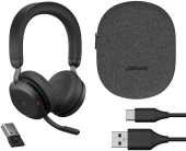 Наушники с микрофоном Jabra Evolve2 75, Link380a MS Stereo Black черный накладные BT/Radio оголовье (27599-999-999)