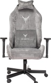 Кресло игровое Knight N1 Fabric серый Light-19 с подголов. крестов. металл