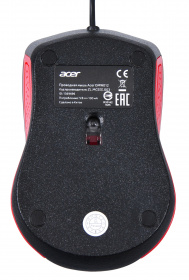 Мышь Acer OMW012 черный/красный оптическая (1200dpi) USB (3but)
