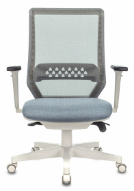 Кресло руководителя Бюрократ EXPERT серый сиденье голубой 38-405 сетка/ткань с подголов. крестов. пластик пластик белый