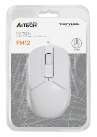 Мышь A4Tech Fstyler FM12 белый оптическая (1200dpi) USB (3but)