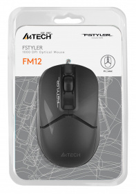 Мышь A4Tech Fstyler FM12 черный оптическая (1200dpi) USB (3but)