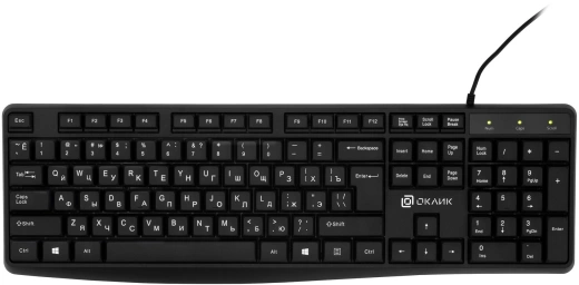 Клавиатура Оклик 145M черный USB (1659983) кабель 1.85м