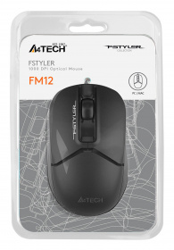 Мышь A4Tech Fstyler FM12S черный оптическая (1200dpi) silent USB (3but)